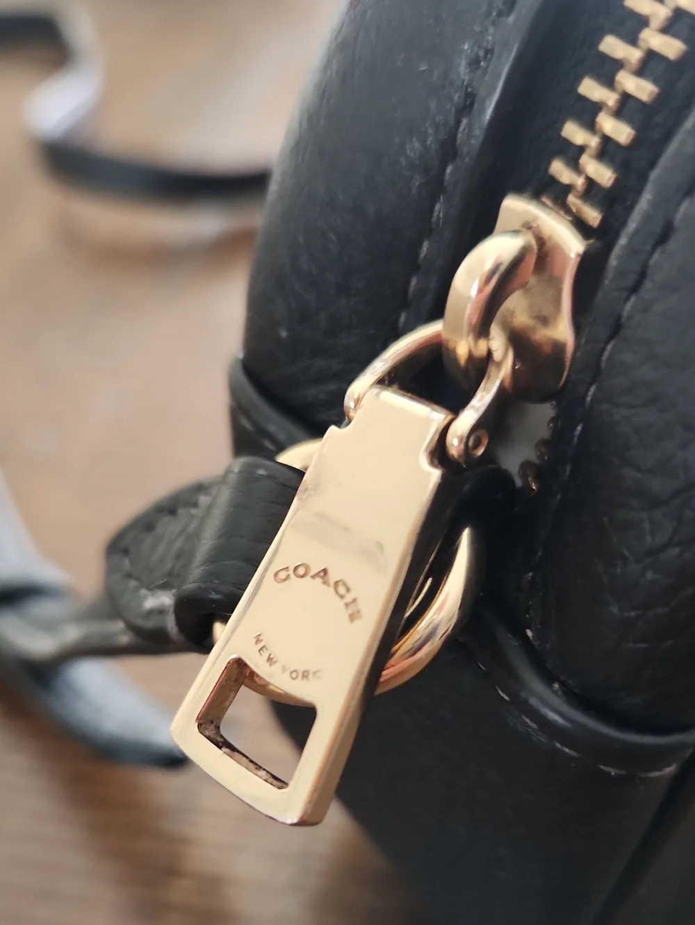 Coach Black Leather Crossbody Camera Bag with Gold Hardware